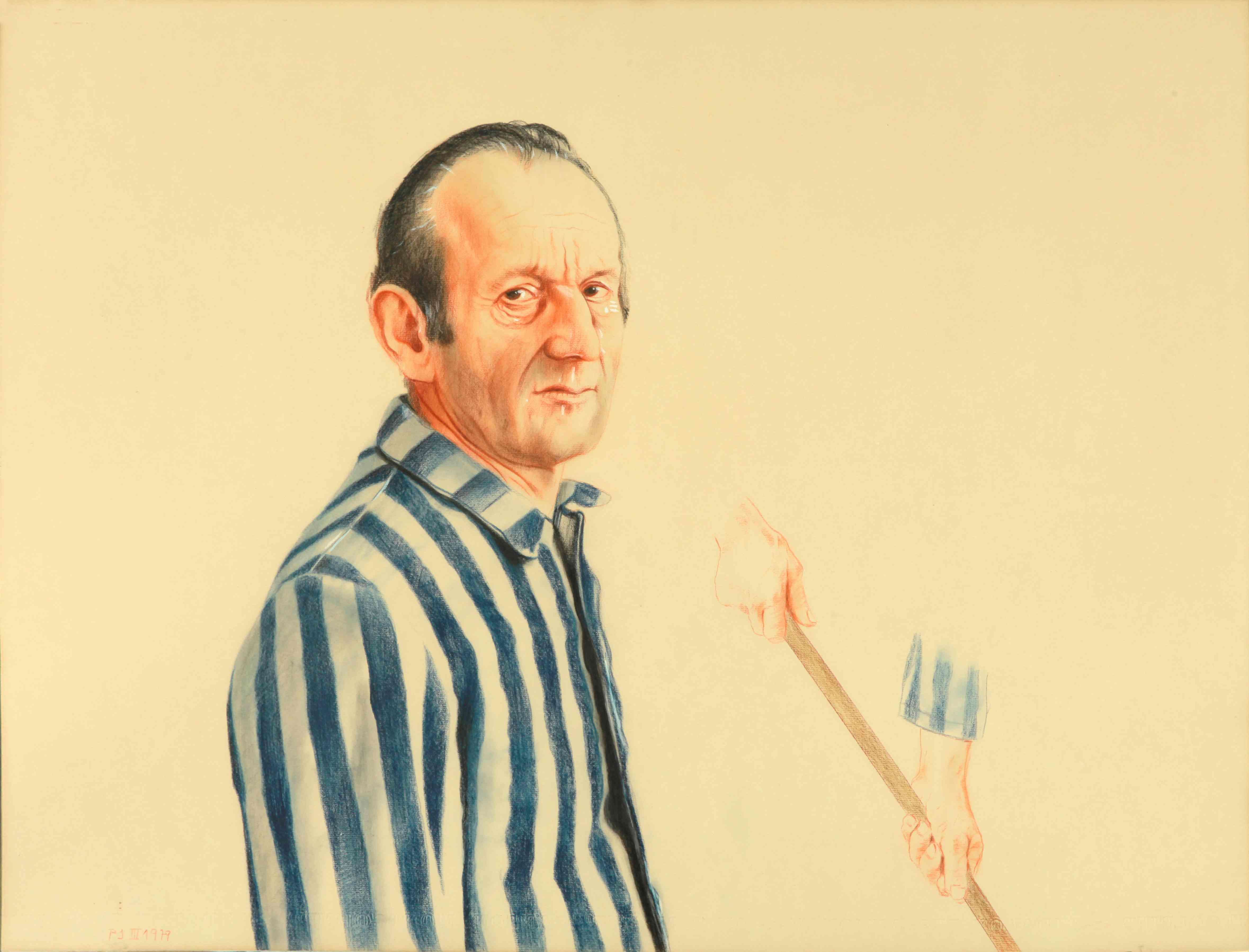 דיוקן אסיר באושוויץ, שצייר פרסבורגר | באדיבות המשפחה דיוקן אסיר באושוויץ, שצייר פרסבורגר | באדיבות המשפחה