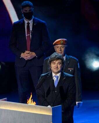 נשיא ארגנטינה, חאבייר מיליי, בטקס הדלקת המשואות ביום העצמאות ה-78 למדינת ישראל | חיים גולדברג, פלאש 90