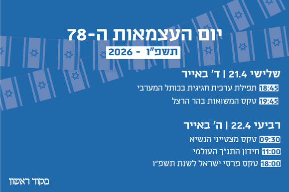 לוז אירועי יום העצמאות תשפ"ו | סטודיו מקור ראשון