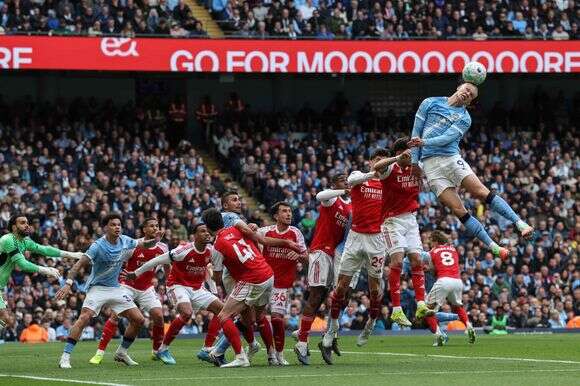 ארלינג האלאנד ממנצ'סטר סיטי במשחק העונה נגד ארסנל בליגה האנגלית | AFP