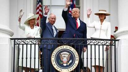 טראמפ והמלך טראמפ, אמש | AFP