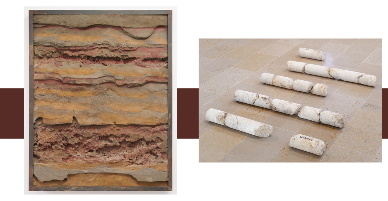 אלה ליטביץ, מצב צבירה 2023, קידוחים מהר ציון | עפרה צימבליסטה, חתך אדמה, 1984,פוליאוריתן, אפוקסי, ברזל | דניאל חנוך באדיבות גלריה הארלן לוי פרוג'קטס | אורי שדה, גלריה צימבליסטה