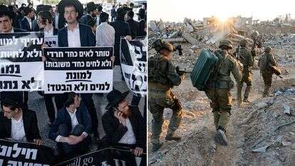 לוחמי צה"ל בעזה והפגנה נגד הגיוס | דו"צ; אריק מרמור, פלאש 90