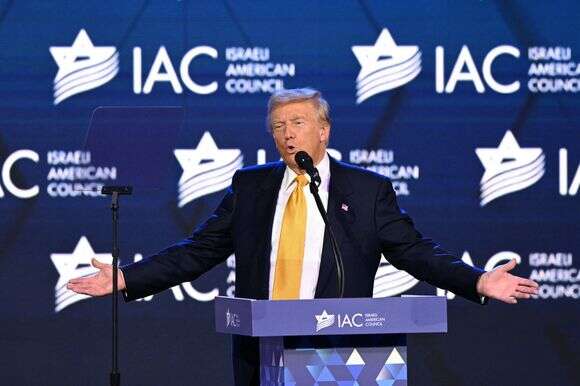דונלד טראמפ נואם כמועמד לנשיאות בכנס של ארגון הקהילה הישראלית־אמריקנית, ספטמבר 2024 | אי.אף.פי דונלד טראמפ נואם כמועמד לנשיאות בכנס של ארגון הקהילה הישראלית־אמריקנית, ספטמבר 2024 | אי.אף.פי