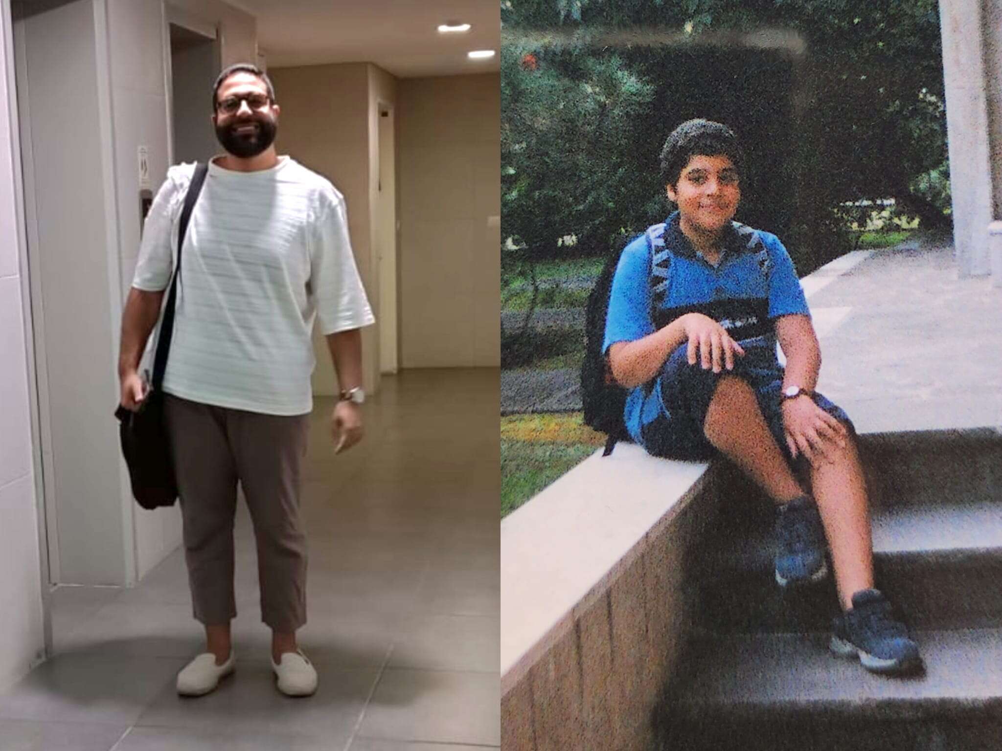 דוד זבולוני בכיתה א' וכיום | באדיבות המצולם דוד זבולוני בכיתה א' וכיום | באדיבות המצולם