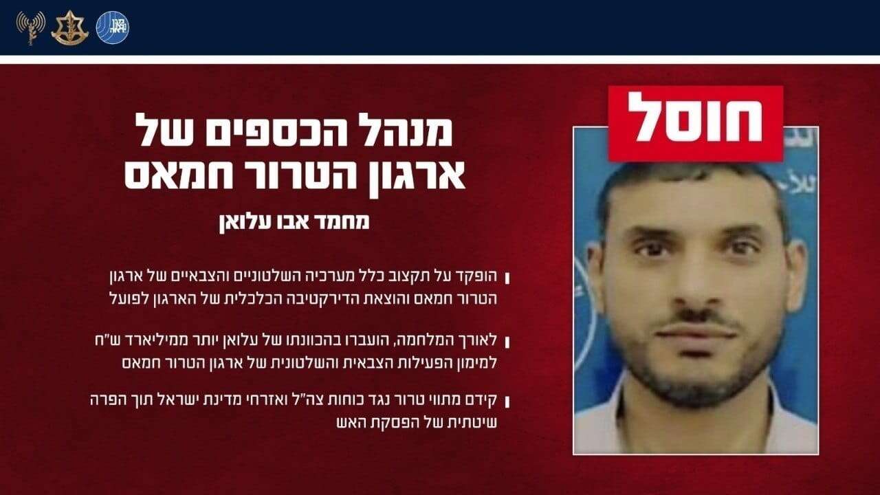 מנהל הכספים של חמאס, שחוסל | דובר צה"ל מנהל הכספים של חמאס, שחוסל | דובר צה"ל