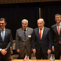 ראש הממשלה בנימין נתניהו לאחר נאומו באו"ם, עם נשיא פרגוואי, נשיא פנמה ונשיא בוליביה | אבי אוחיון / לע״מ