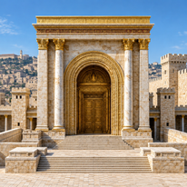 פתח קשתי, ולא מרובע. הדמיית בינה מלאכותית של הצעתו של פלג למראה הבית השלישי בימי אדריאנוס פתח קשתי, ולא מרובע. הדמיית בינה מלאכותית של הצעתו של פלג למראה הבית השלישי בימי אדריאנוס