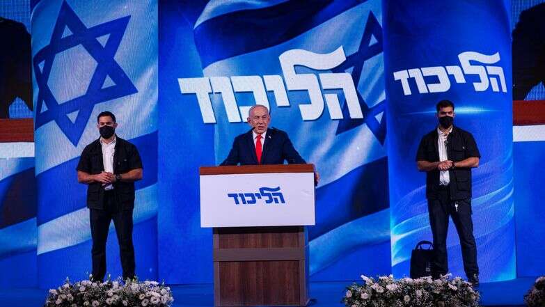 נתניהו נואם במטה הליכוד בליל הבחירות | חיים גולדברג, פלאש 90