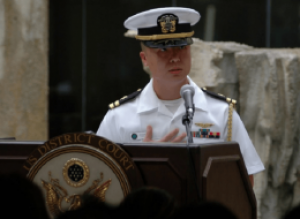 Then-Lt. Edward Lin speaking at a 2008 U.S. naturalization ceremony in Hawaii. US Navy Photo Then-Lt. Edward Lin speaking at a 2008 U.S. naturalization ceremony in Hawaii. US Navy Photo