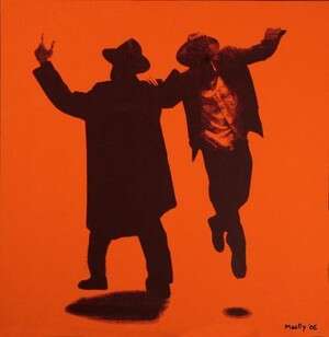 חסידים רוקדים. ציור: יצחק מולי, http://www.hasidicpopart.com חסידים רוקדים. ציור: יצחק מולי, http://www.hasidicpopart.com