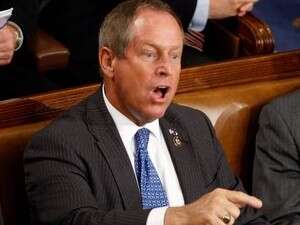 חבר הקונגרס ג'ו וילסון צועק לעבר הנשיא אובמה חבר הקונגרס ג'ו וילסון צועק לעבר הנשיא אובמה