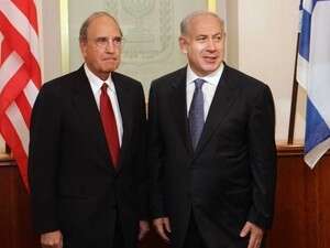 נתניהו והשליח האמריקאי למזה''ת ג'ורג' מיטשל. נתניהו והשליח האמריקאי למזה''ת ג'ורג' מיטשל.