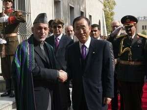 נשיא אפגניסטן עם מזכ''ל האו''ם. נשיא אפגניסטן עם מזכ''ל האו''ם.