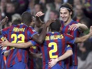 שחקני ברצלונה חוגגים. תענוג לאוהדים שחקני ברצלונה חוגגים. תענוג לאוהדים