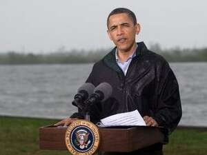 ברק אובמה במפרץ מקסיקו. ברק אובמה במפרץ מקסיקו.