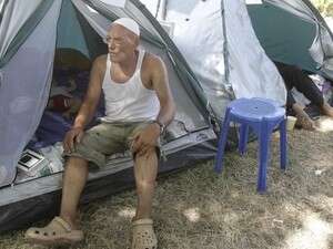 מאהל המחאה בשכונת ג'סי כהן שבחולון, השבוע. מאהל המחאה בשכונת ג'סי כהן שבחולון, השבוע.