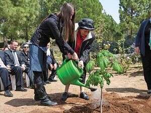 חנה פיק ונכדתה תמר שותלות את העץ, אתמול חנה פיק ונכדתה תמר שותלות את העץ, אתמול