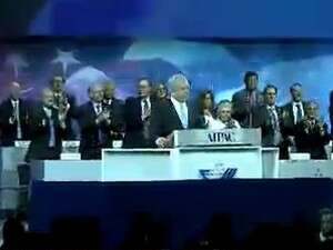 זכה למחיאות כפיים סוערות. נתניהו ונציגי איפא זכה למחיאות כפיים סוערות. נתניהו ונציגי איפא