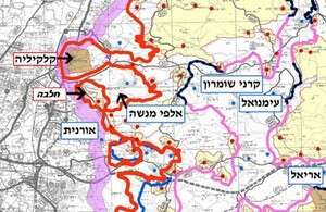 תוואי הגדר הנדון. לחצו להגדלה תוואי הגדר הנדון. לחצו להגדלה