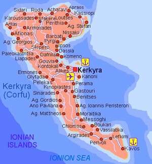 מפת האי קורפו מפת האי קורפו