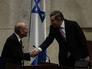 אהוד אולמרט וגורדון בראון בכנסת אהוד אולמרט וגורדון בראון בכנסת