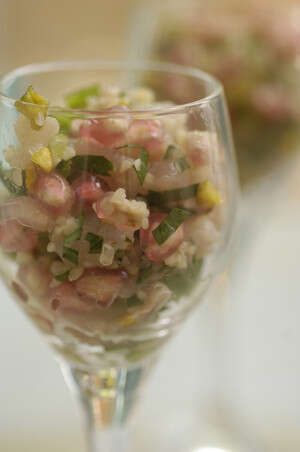 סביצ'ה דג ים עם רימנוים ובורגול סביצ'ה דג ים עם רימנוים ובורגול