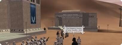 הביקור וירטואלי של דארת' ויידר במשחק Star Wars: Galaxies.
צילום מהפורום הרשמי