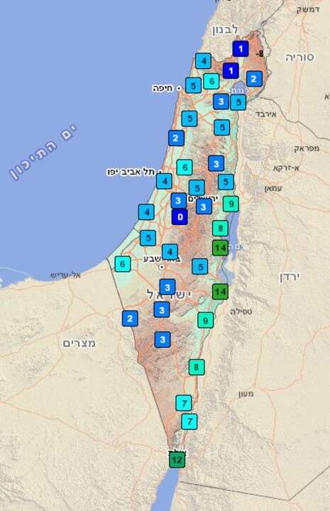 צילום: מתוך אתר השירות המטאורולוגי צילום: מתוך אתר השירות המטאורולוגי