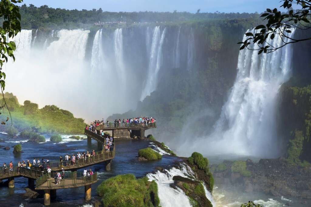 Tourists at Iguazu Falls, Foz do Iguacu, Brazil