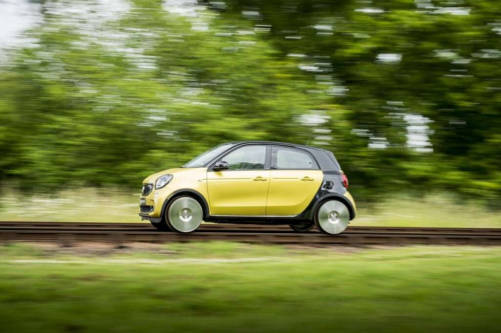 Smart ForRail at the Bluebell Railway, Sussex, 22 June 2015 Mercedes-Benz Smart Car. Train Photo: James Lipman / jameslipman.com