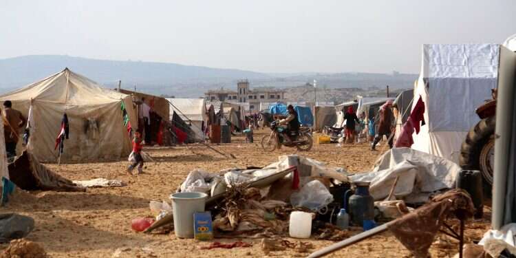 מחנה פליטים בגבול סוריה-טורקיה. צילום: EPA צילום: EPA