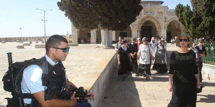 יהודים ושוטרים בהר הבית. צילום: מרים צחי צילום: מרים צחי