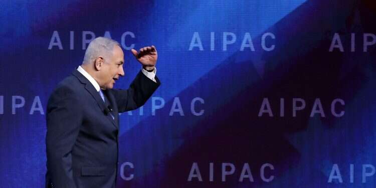 בנימין נתניהו בוועידת איפא''ק. צילום: AFP צילום: AFP