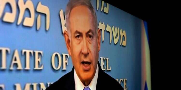 בנימין נתניהו אחרי הכרזת טראמפ על פרישה מהסכם הגרעין. צילום: AFP צילום: AFP