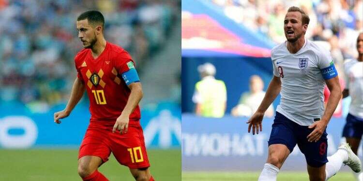 הארי קיין מאנגליה ואדן הזאר מבלגיה. צילום: AFP צילום: AFP