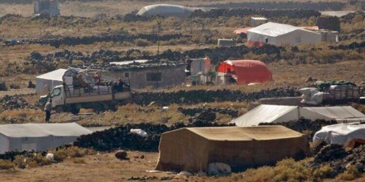 מחנה הפליטים הארעי שהוקם באזור הגבול בין ישראל לסוריה. צילום: AFP צילום: AFP