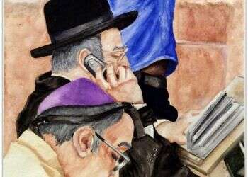 איור: קו ישיר, ג'ורג' פרויידנשטיין, צבעי מים, 2016