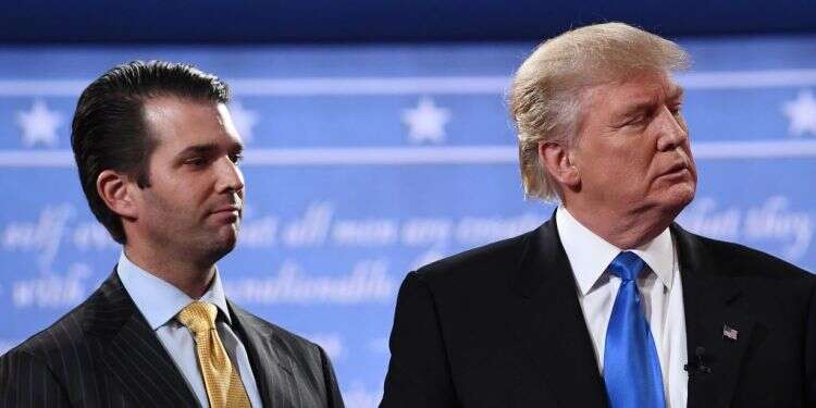 דונלד טראמפ ובנו הבכור. צילום: AFP צילום: AFP