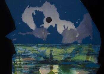 ירח, מתן בן־טולילה, שמן על בד, 2018. מתוך תערוכת "ירח" בגלריית שכטר, תל אביב