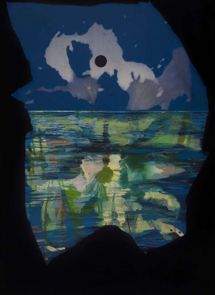 ירח, מתן בן־טולילה, שמן על בד, 2018. מתוך תערוכת "ירח" בגלריית שכטר, תל אביב