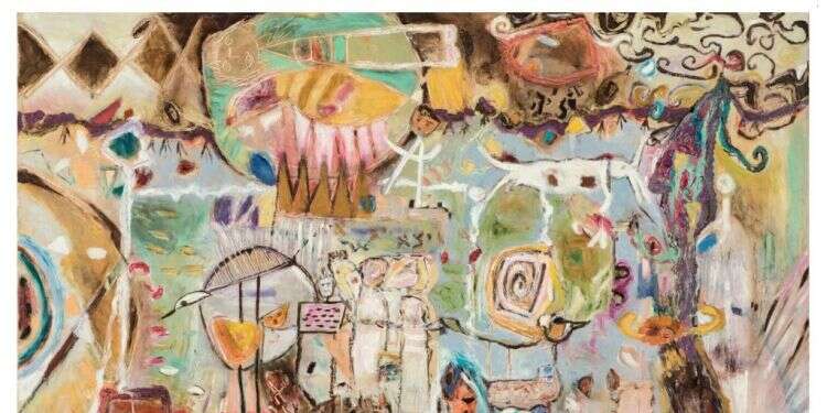 "מגילות נסתרות", מאירה אוהד דורי, שמן על בד, 2018 . מתוך תערוכת "מגילות נסתרות" המתקיימת בימים אלו במוזיאון הצייר משה קסטל