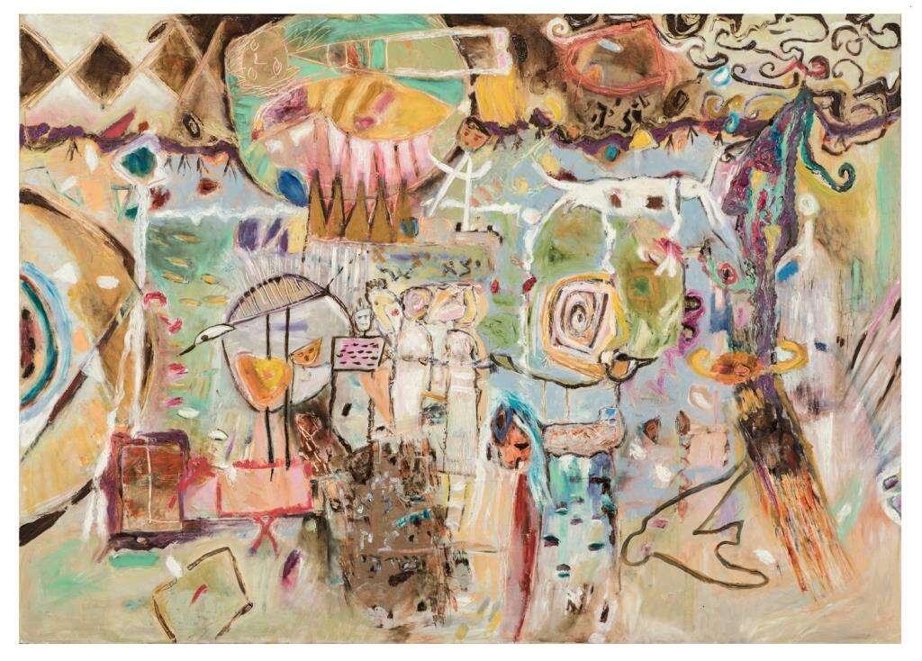 "מגילות נסתרות", מאירה אוהד דורי, שמן על בד, 2018 . מתוך תערוכת "מגילות נסתרות" המתקיימת בימים אלו במוזיאון הצייר משה קסטל