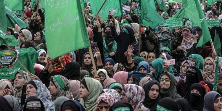 עצרת תמיכה בחמאס בעזה. צילום: EPA צילום: EPA