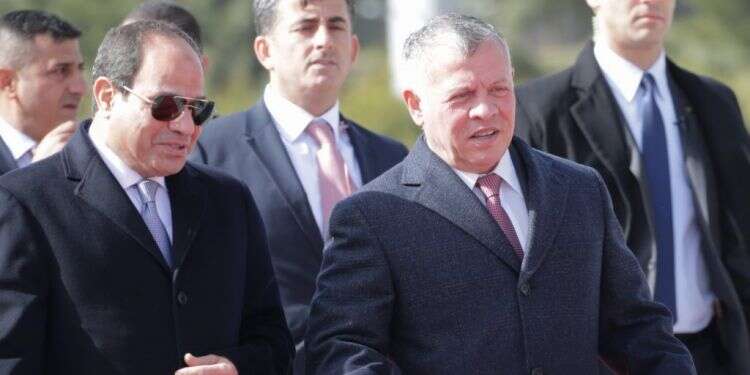 המלך עבדאללה ונשיא מצרים א-סיסי בירדן. צילום: EPA צילום: EPA