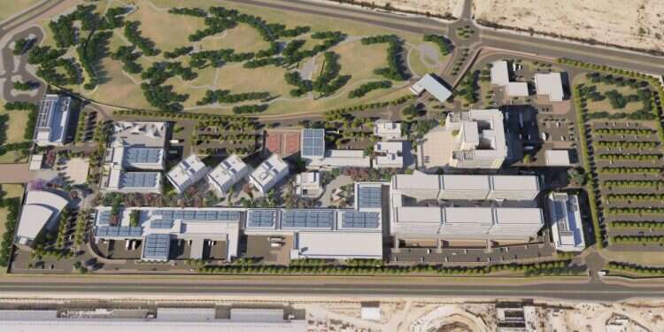 הדמיה של קריית התקשוב שתוקם בבאר־שבע. צילום: דוברות משרד הביטחון