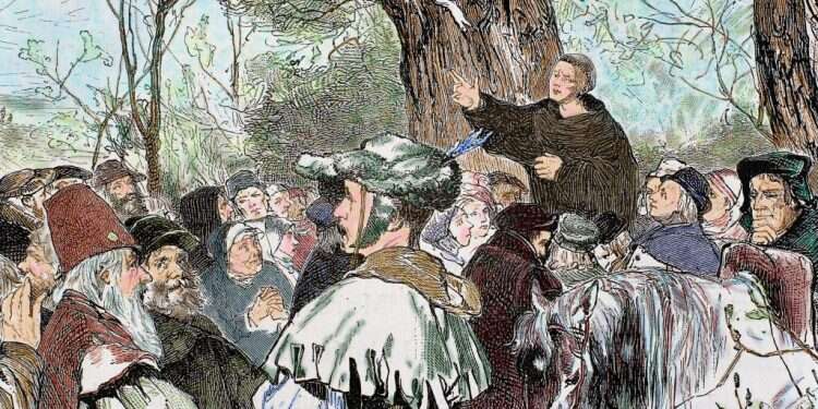 לותר היה רק החוליה הראשונה בזחלי הטנק הגרמני לדבריה של רבקה. מרתין לותר, תחריט צבעוני משנת 1882. צילום: גטי אימג'ס צילום: גטי אימג'ס