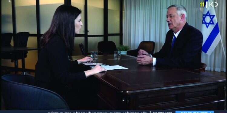 בני גנץ בראיון לדוריה למפל בערוץ כאן 11. צילום מסך: חדשות כרן 11 צילום מסך: חדשות כרן 11