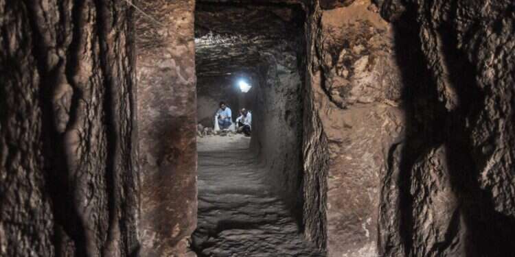 ארכאולוגים עובדים בקברים החדשים. צילום: AFP צילום: AFP