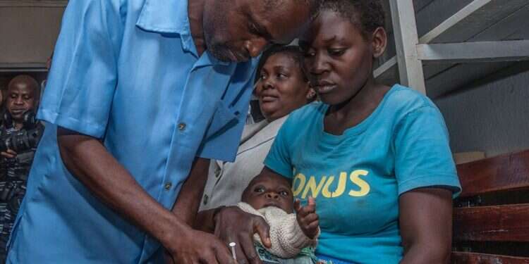 חיסון נגד מלריה במלאווי. צילום: AFP צילום: AFP